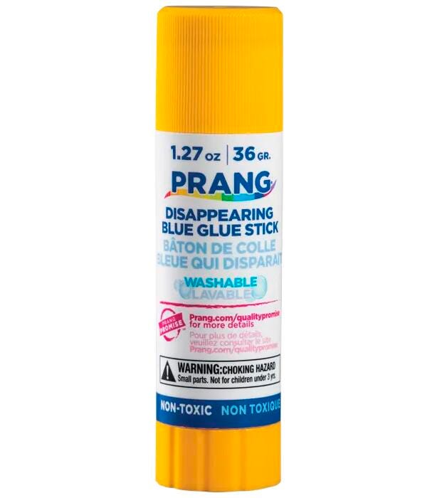 Prang Non-Toxic Odorless Washable Glue Stick, 1.27 oz, Blue and Dries Clear 026055